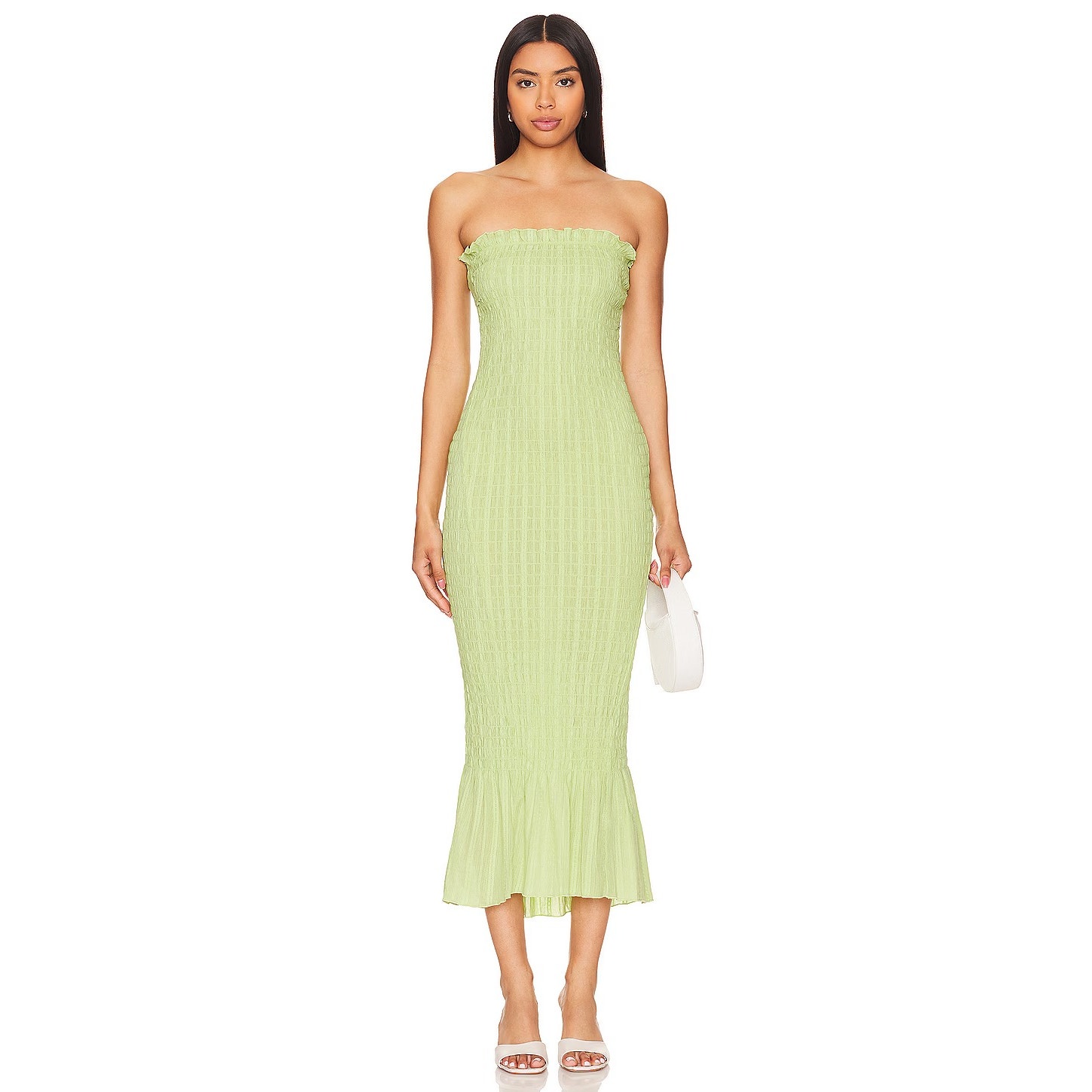 Apres Studio Midi Dress Strapless Cotton Wedding Guest Party Preppy M — image 2 of 8